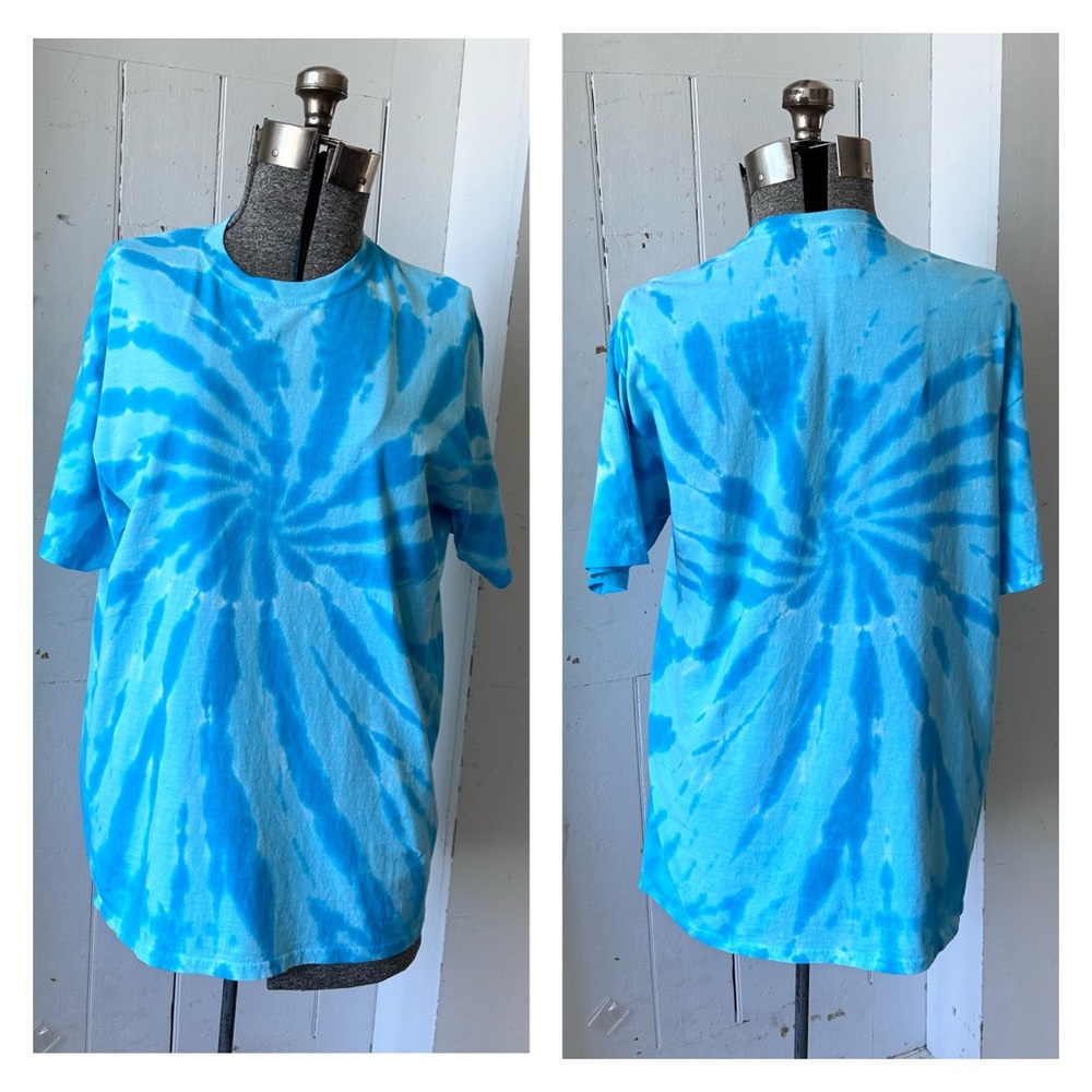 Port & Company Blue Swirl Tie Dye Tee T Shirt
